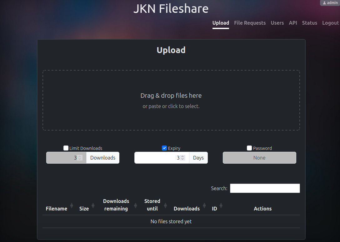 Private filesharing interface preview