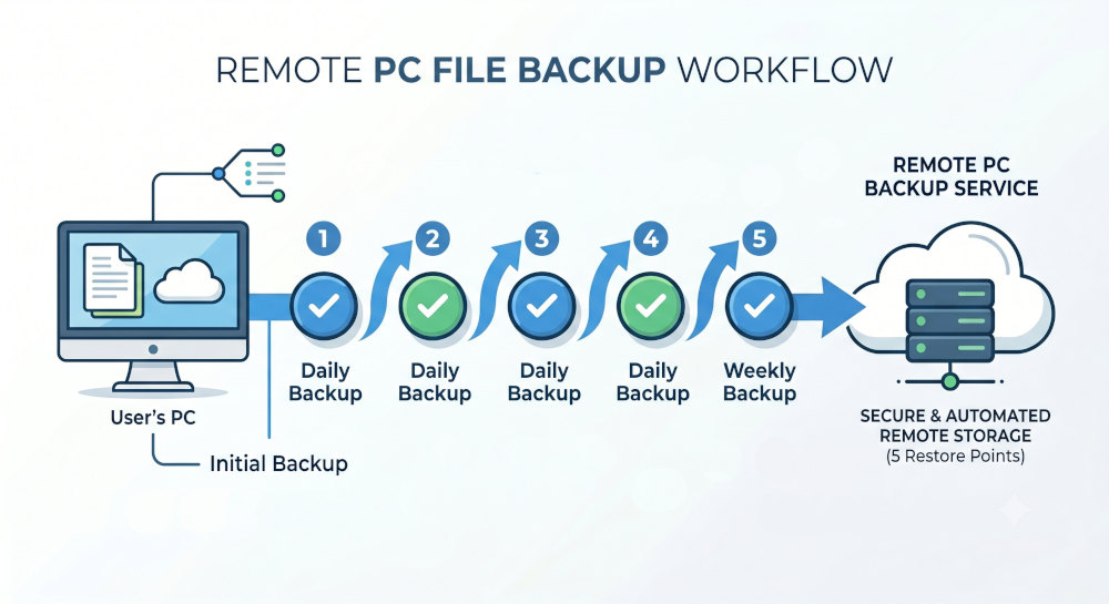 Remote backup service dashboard preview